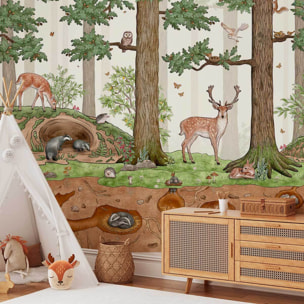 Papier peint panoramique la vie en forêt Intissé