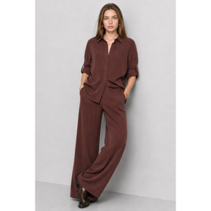 Kocca - Pantaloni da donna a gamba larga e vita alta in viscosa Donna