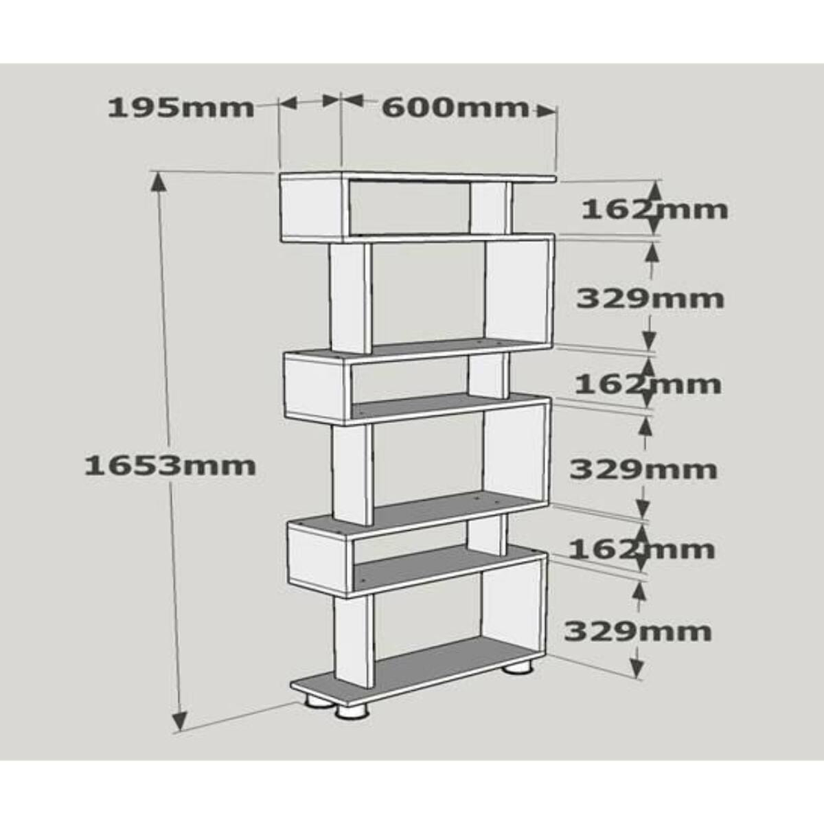 Libreria Dpeeter, Scaffale da ufficio, Mobile portalibri, Biblioteca, 60x20h165 cm, Bianco e Noce