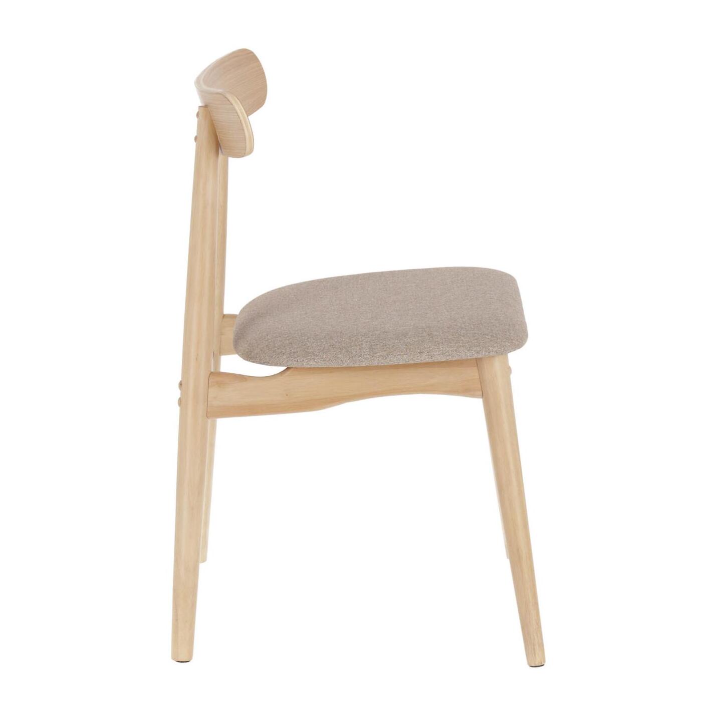 Kave Home - Sedia Nayme beige con impiallacciatura in frassino e gambe in legno massello di caucciù