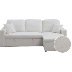 Canapé d'angle convertible/reversible avec coffre "Alain" - 3 places - Bouclettes -  Blanc