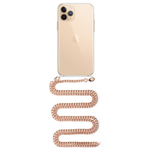 Carcasa transparente iPhone 11 Pro Max con colgante cadena metálica. Accesorio de moda, ajuste perfecto y máxima protección