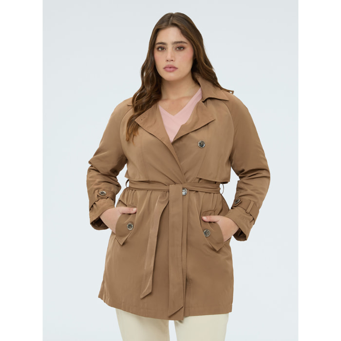 Fiorella Rubino - Trench in raso con cintura - Marrone