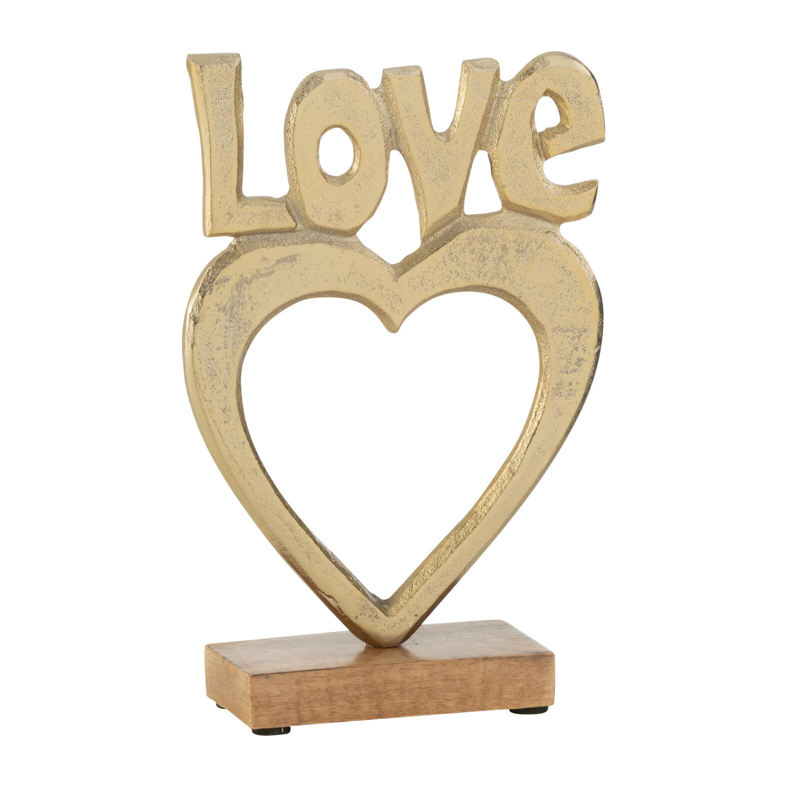 J-Line décoration Love Coeur Sur Pied - aluminium/bois - or - large