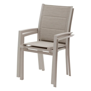 Fauteuil de jardin empilable "Allure" beige & avoine aluminium et texaline