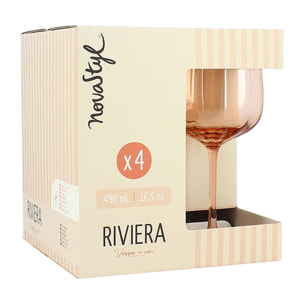 Lot de 4 verres à pied en verre 49cl rose RIVIERA