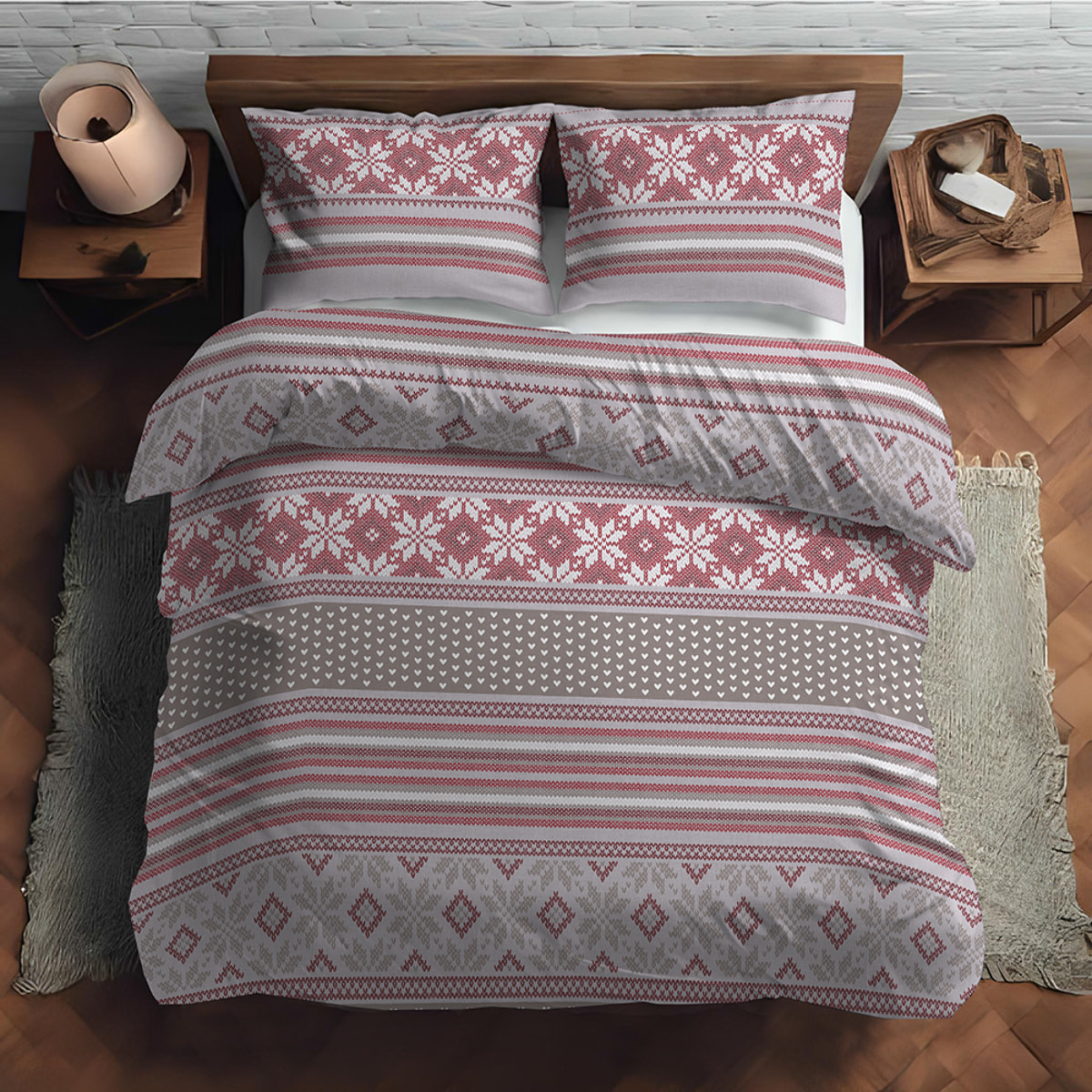 Parure copripiumino norvegia rosso 100% cotone