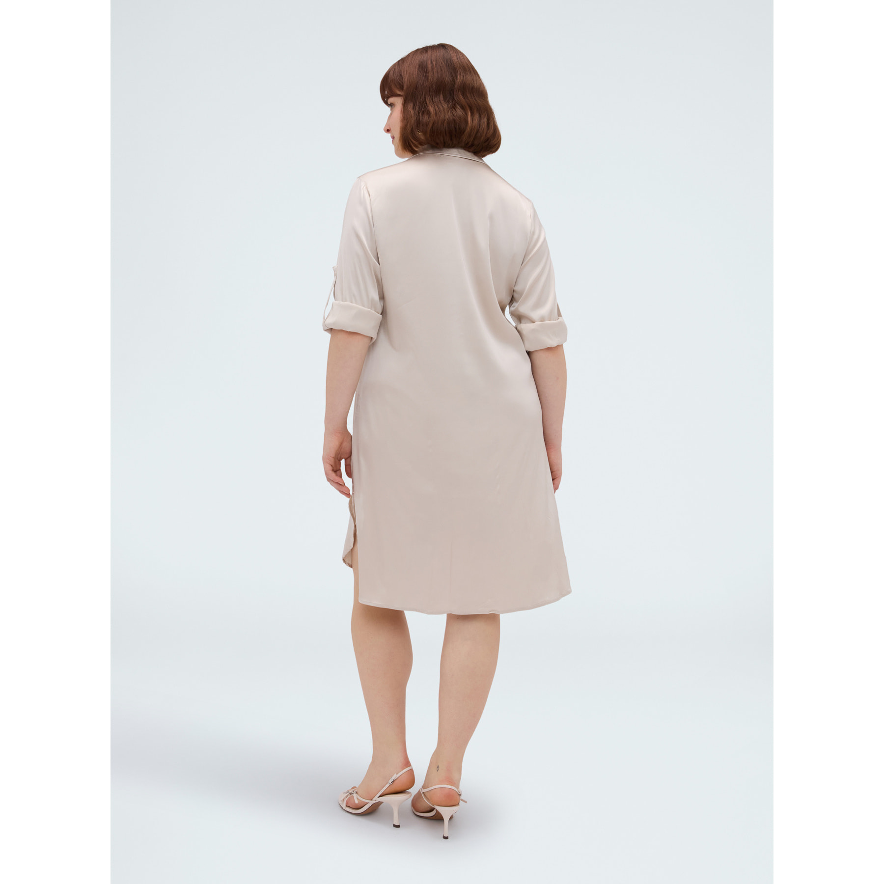 Fiorella Rubino - Vestito Power chemisier in raso di viscosa - Beige