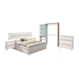 Dormitorio Ezra 3C Max V2 Blanco Artik (Blanco Mate) - Roble Nodi