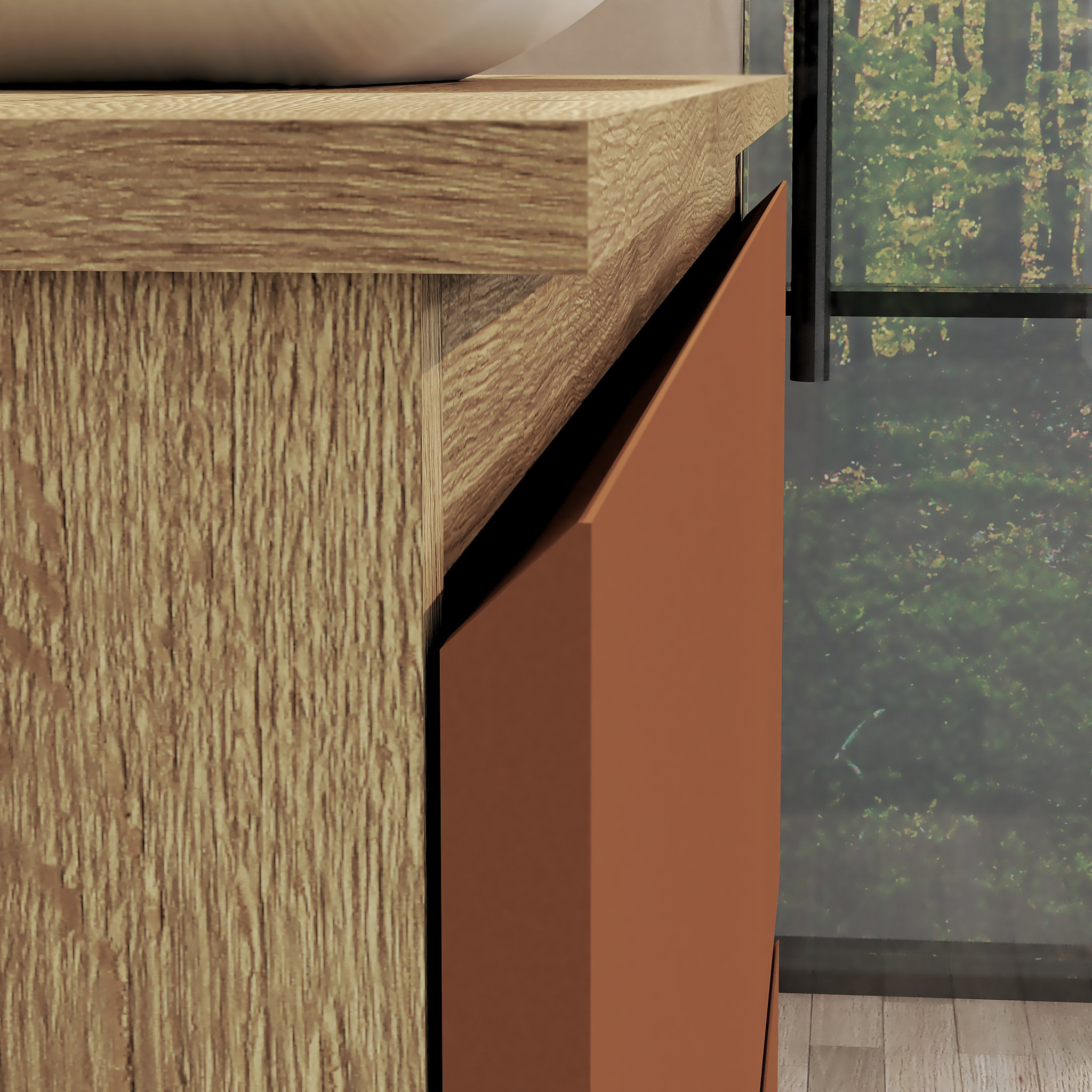 CONJUNTO DE BAÑO NIA | MUEBLE SUSPENDIDO | 90 CM SCARLATO | DOS CAJONES | LAVABO SOBREPUESTO | NO INCLUYE ESPEJO | MUEBLE MONTADO| ALDAY