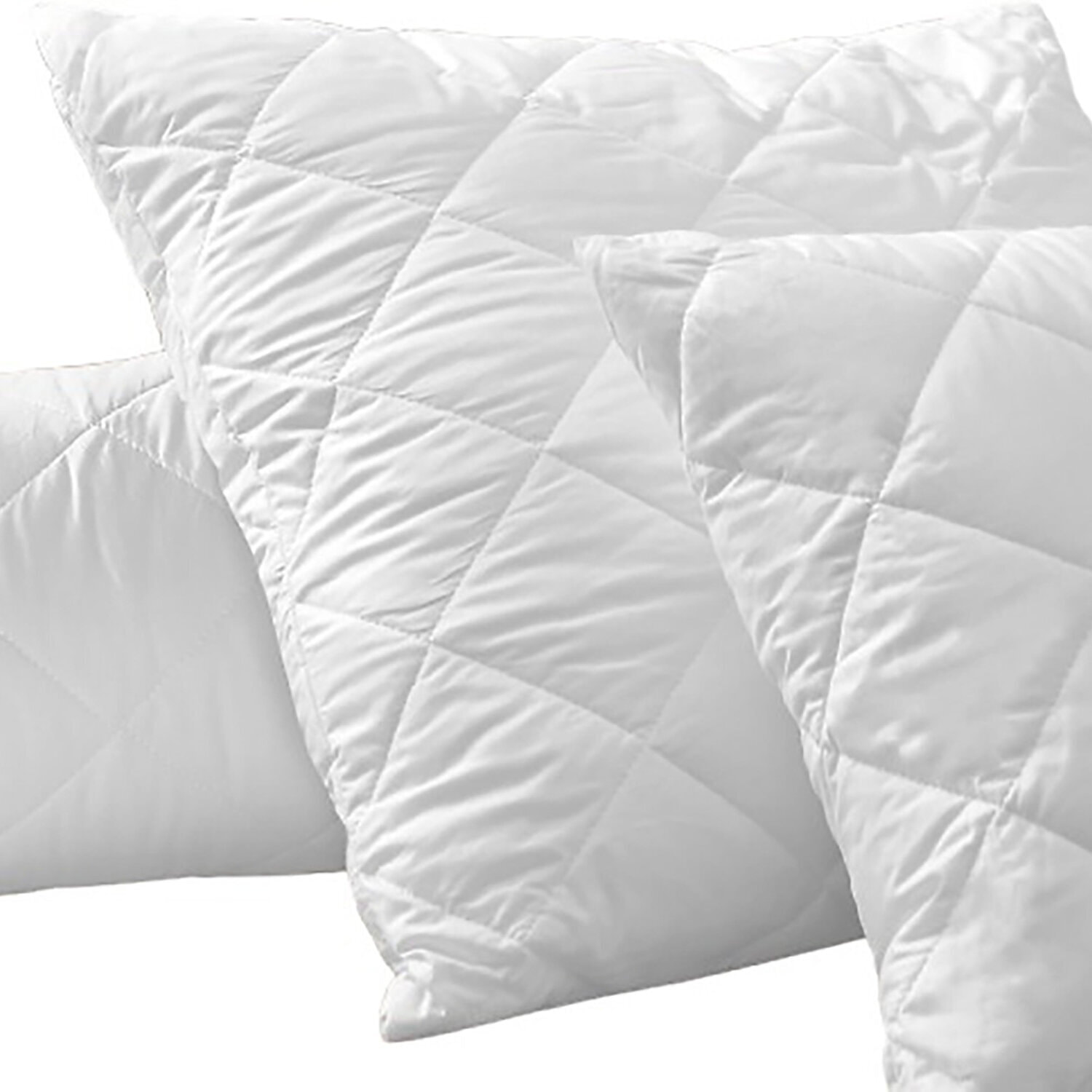 Lot De 2 Protege Oreiller 100% Polyester 205gsm Matelasse / Respirant Blanc