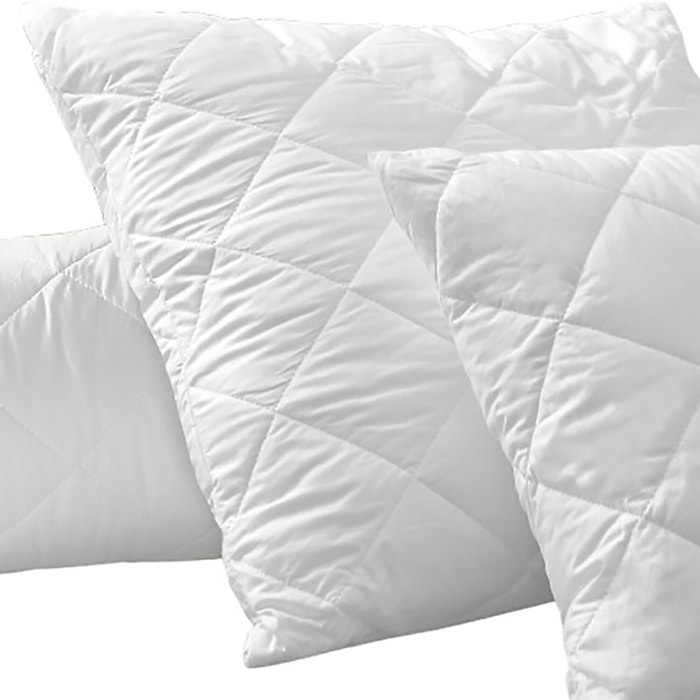 Lot De 2 Protege Oreiller 100% Polyester 205gsm Matelasse / Respirant Blanc
