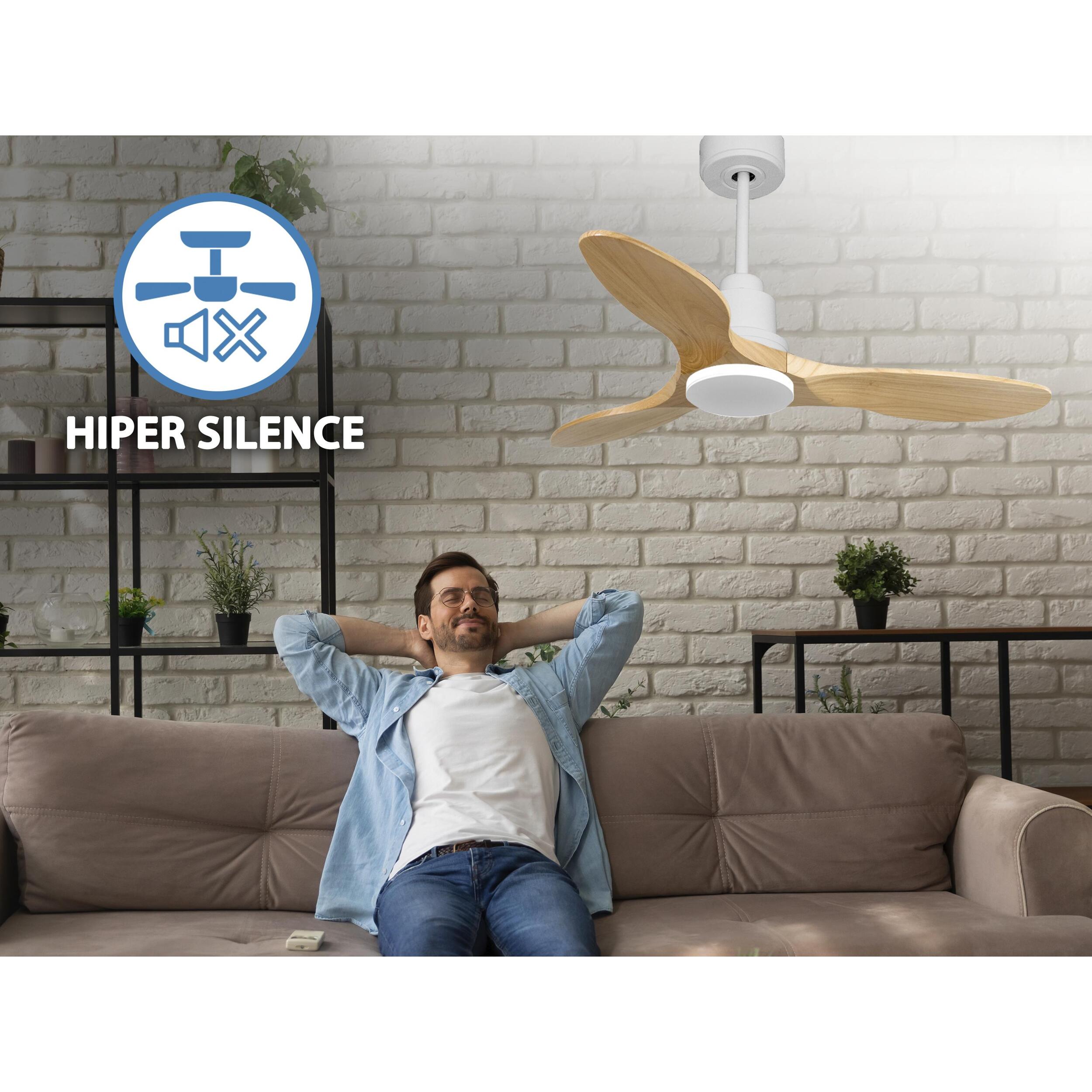 Ventilador de techo Reversible Termostato Wifi Motor DC Techos Inclinados Mando a Distancia Hypersilence Memoria SpetsesD106C0466683 PURLINE