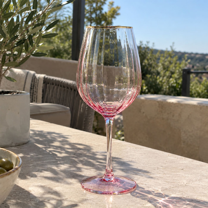 Lot de 4 verres à pied en verre 57,5cl rose GATSBY