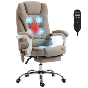 Fauteuil de bureau direction massant chauffant hauteur réglable dossier inclinable tissu beige