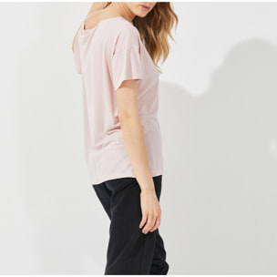 Maglia manica corta scollo barchetta in viscosa sostenibile vestibilità over