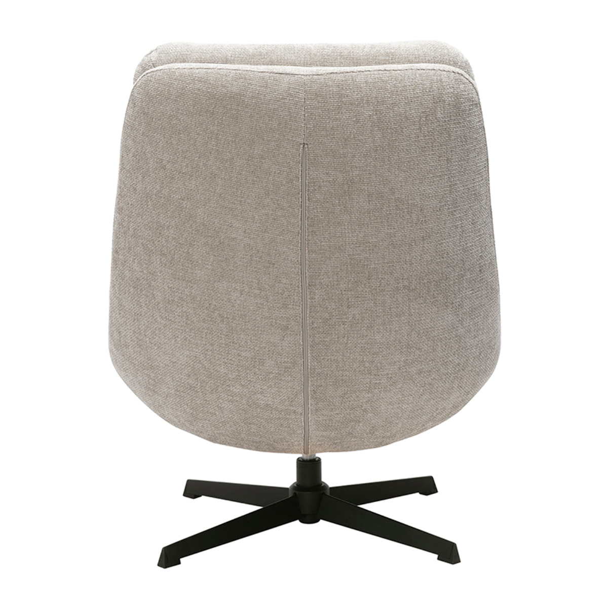 Fauteuil pivotant en tissu effet velours texturé beige et métal noir LOMI