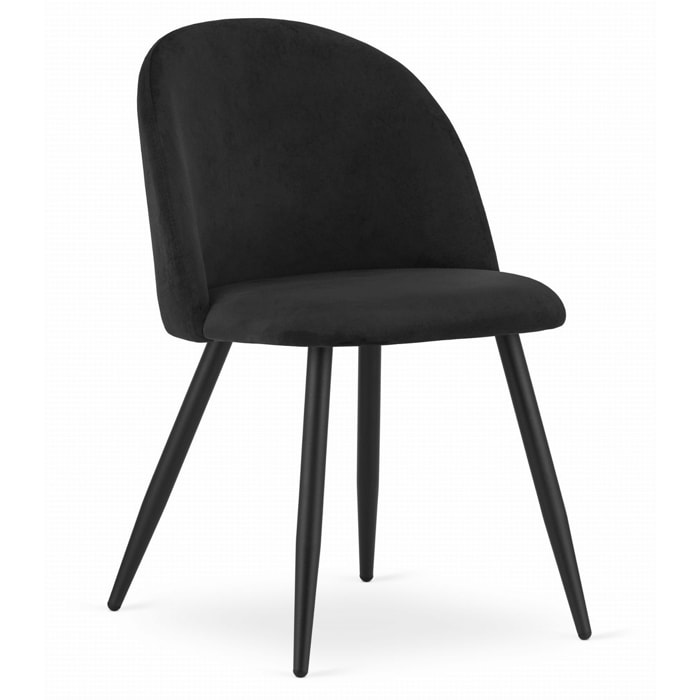 Sedia di design Bello in velluto nero con gambe in metallo