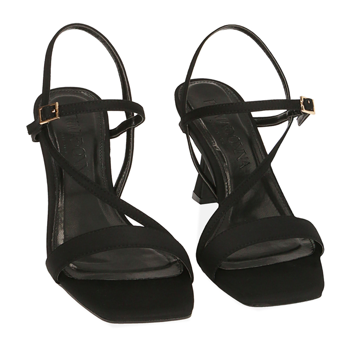 Sandali neri in lycra, tacco 7,5 cm