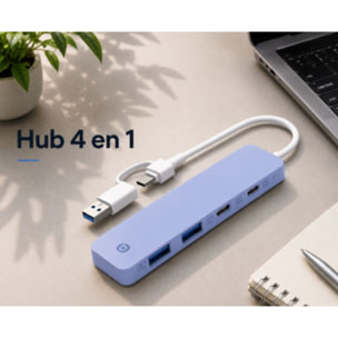 Hub USB C ESSENTIELB 4 en 1 USB C Violet - Vr
