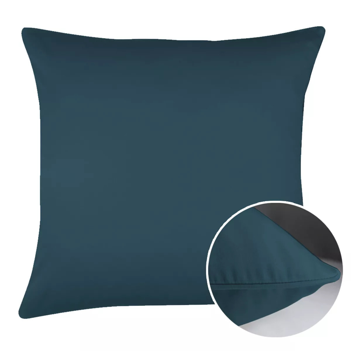 Taie d'oreiller satin de coton uni bleu Ava uni bleu ardoise