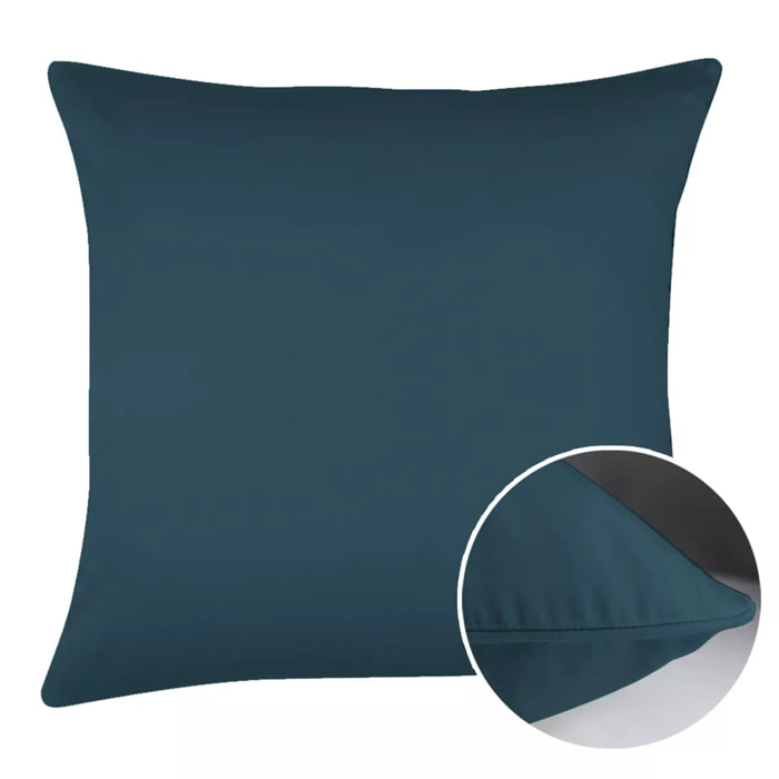 Taie d'oreiller satin de coton uni bleu Ava uni bleu ardoise