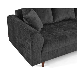 Rune - canapé droit 2 places en velours texturé - Gris Anthracite