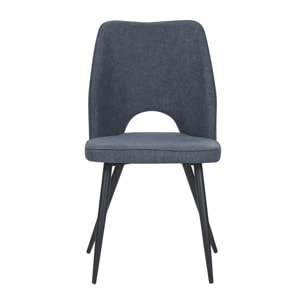 Set Da 4, Sedie Virginia Tessuto Blu Gambe Nere