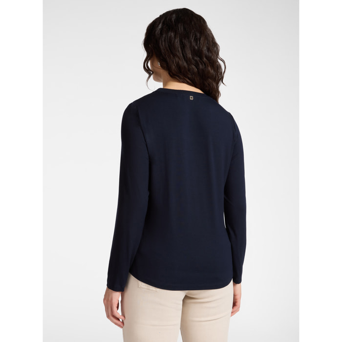 Elena Mirò - T-shirt in due tessuti - Blu