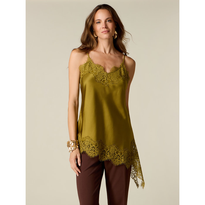 Oltre - Top lingerie asimmetrico - Verde
