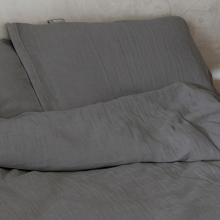 Funda de Almohada - 100% Algodón de Muselina - Gris