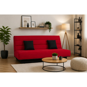 Canapé convertible Melissa, matelas Simmons, 120 x 190 cm, 2 coussins offerts, rouge