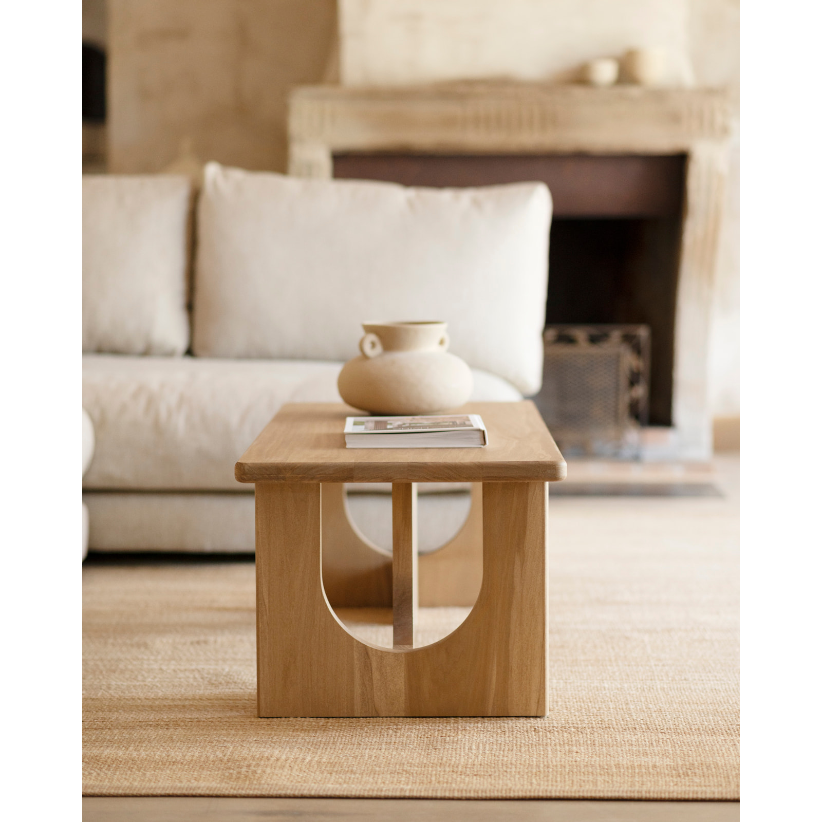 Mesa de centro de madera maciza de álamo en 120x50cm Alto: 40 Largo: 120 Ancho: 50