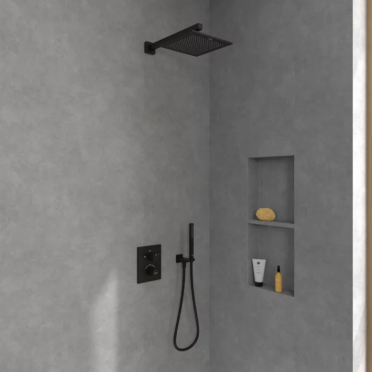 Douche de tête Universal rectangle Noir mat