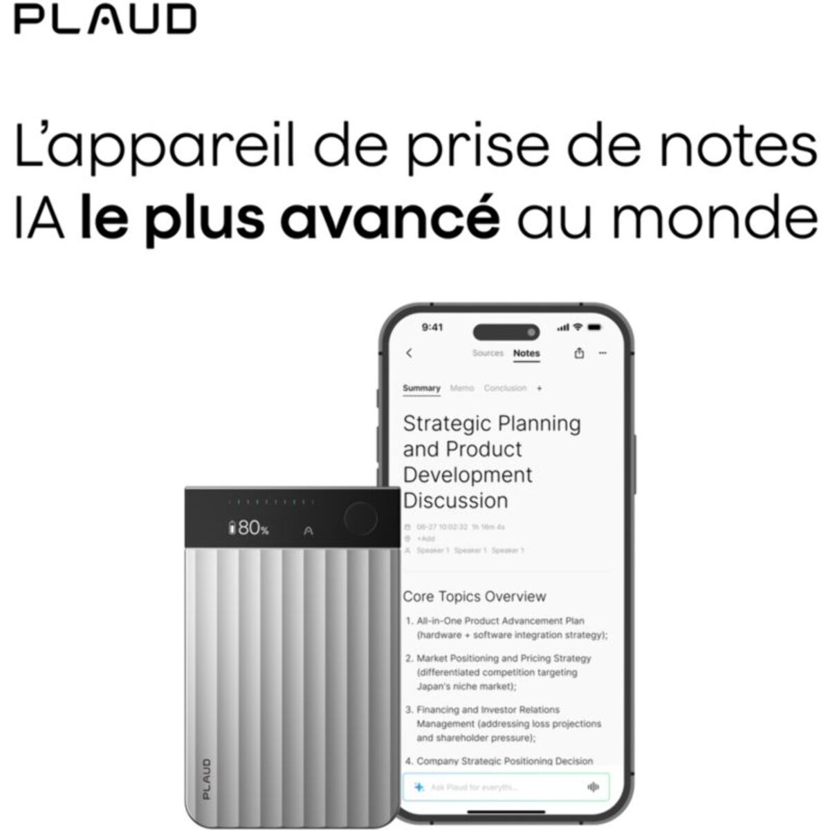 DICTAPHONE PLAUD Note Pro Argent