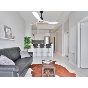 Ventilador de techo Reversible Termostato Dimable Wifi Motor DC Techos Inclinados Mando a Distancia Luz tres tonos Hypersilence Memoria TongaD132C04LED64621 PURLINE