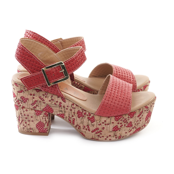 SANDALO PLATFORM FASCIA CHOCOLA' ROSSO