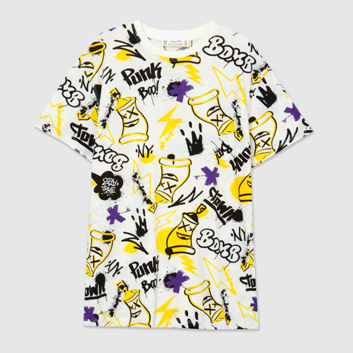 T-shirt oversize stampa graffiti