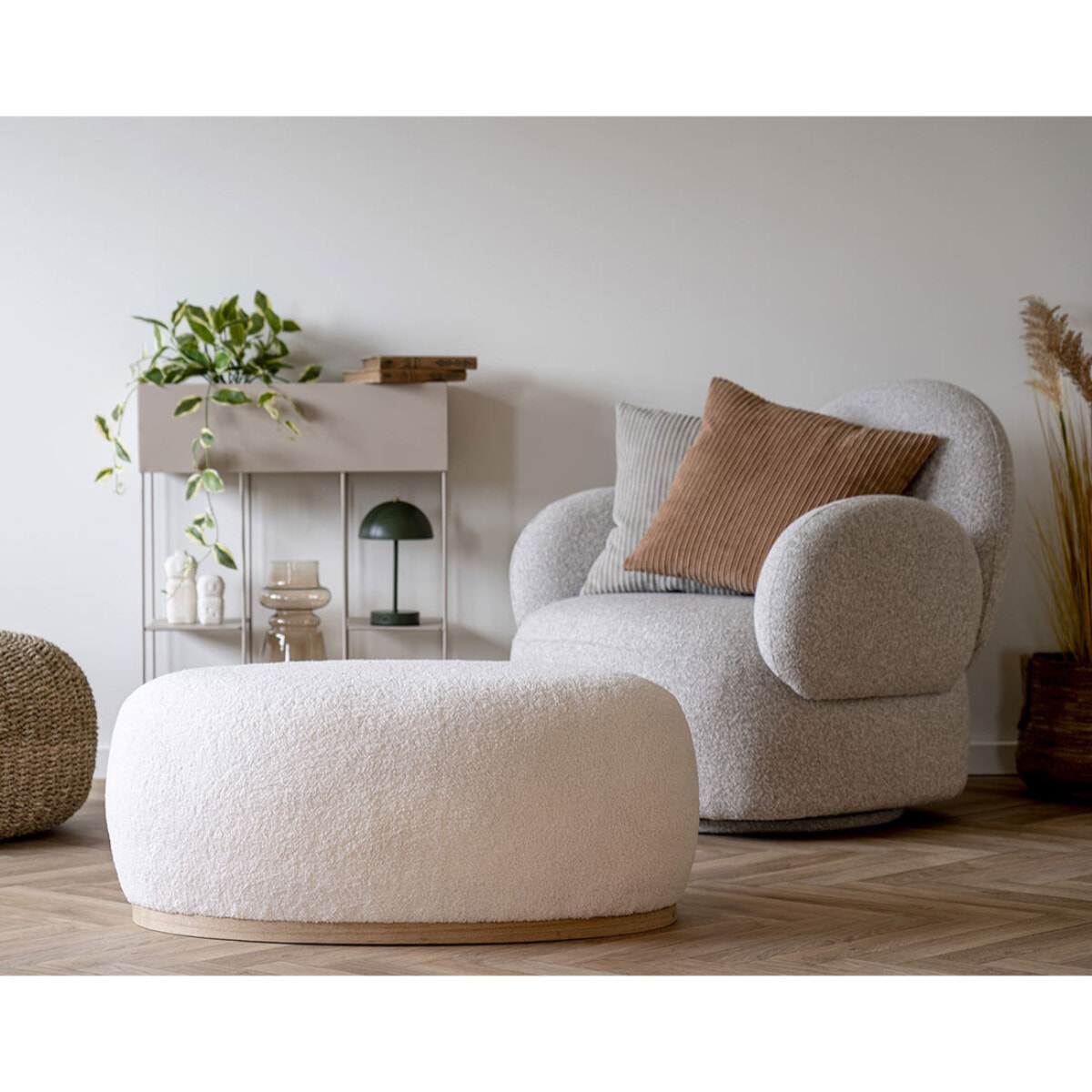 Javier - fauteuil pivotant - en tissu bouclette - Gris clair