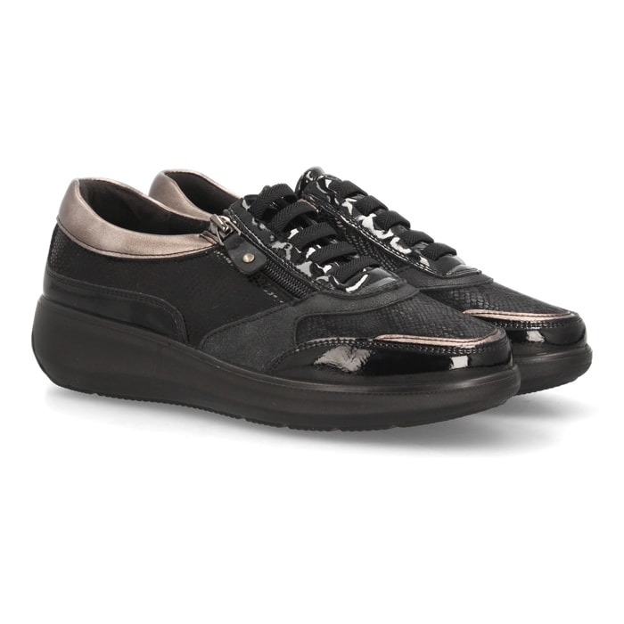 Zapatillas con cordones y cremallera lateral para mujer