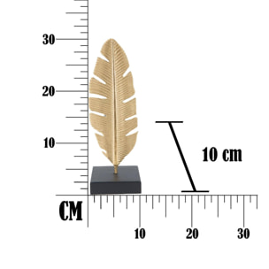 Pannello con piuma, Struttura in ferro, Colore oro, 10 x 34 x 10 cm