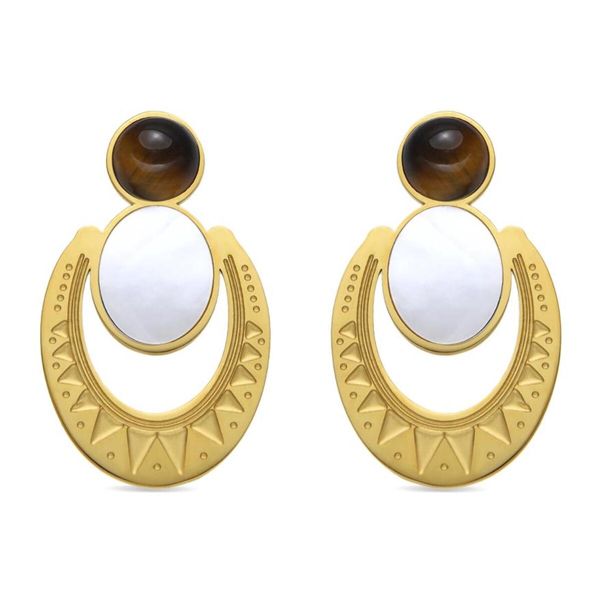 Pendientes con Madreperla Blanca acabado oro 18k