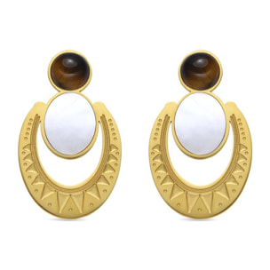 Pendientes con Madreperla Blanca acabado oro 18k