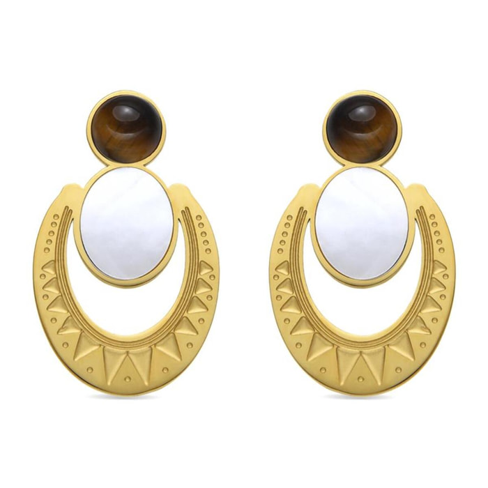 Pendientes con Madreperla Blanca acabado oro 18k