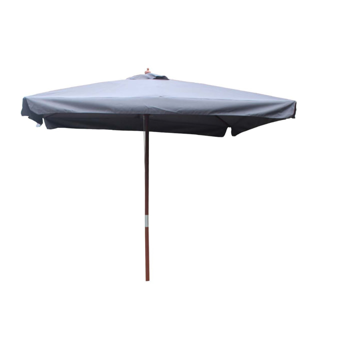 Parasol carré en bois 3 x 3 m gris ULFI