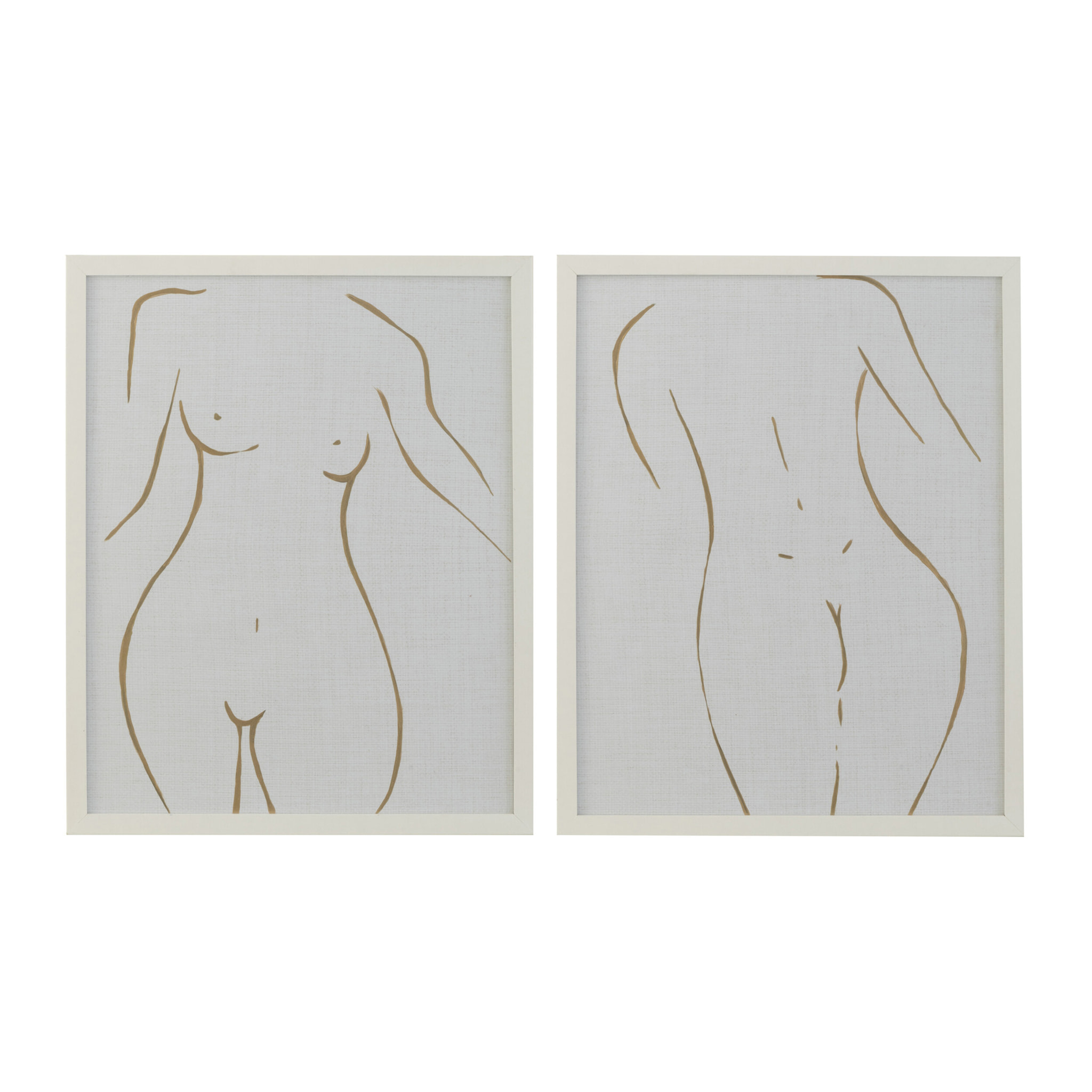 J-Line cadre Silhouette Femme - verre - blanc/or - 2 pcs