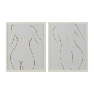 J-Line cadre Silhouette Femme - verre - blanc/or - 2 pcs