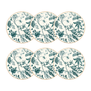 Lot de 6 assiettes plates en porcelaine blanche 27cm BOTANIC