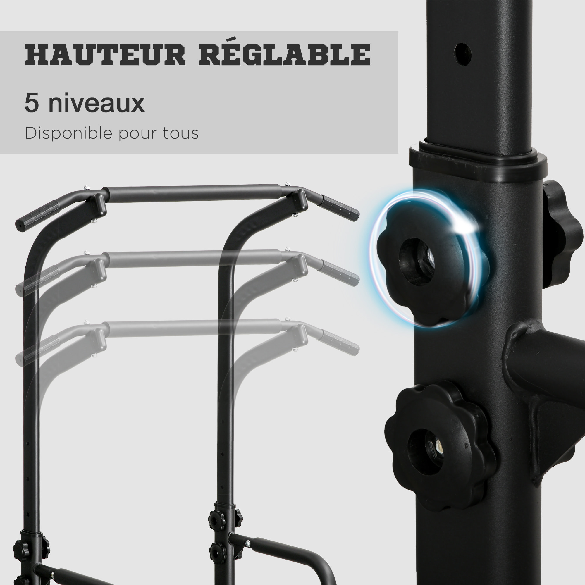 Station de musculation multifonction barre de traction chaise romaine réglable acier noir