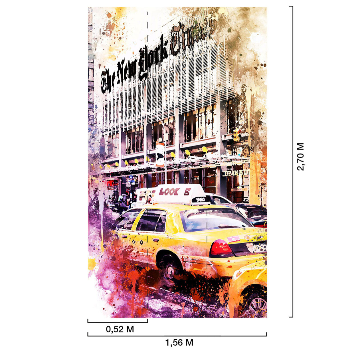 Papier peint graphique taxi new york the times Intissé